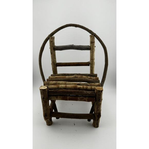 Rustic Santa Figurine on Wooden Chair with Gifts and Tree Decor - Picture 10 of 10